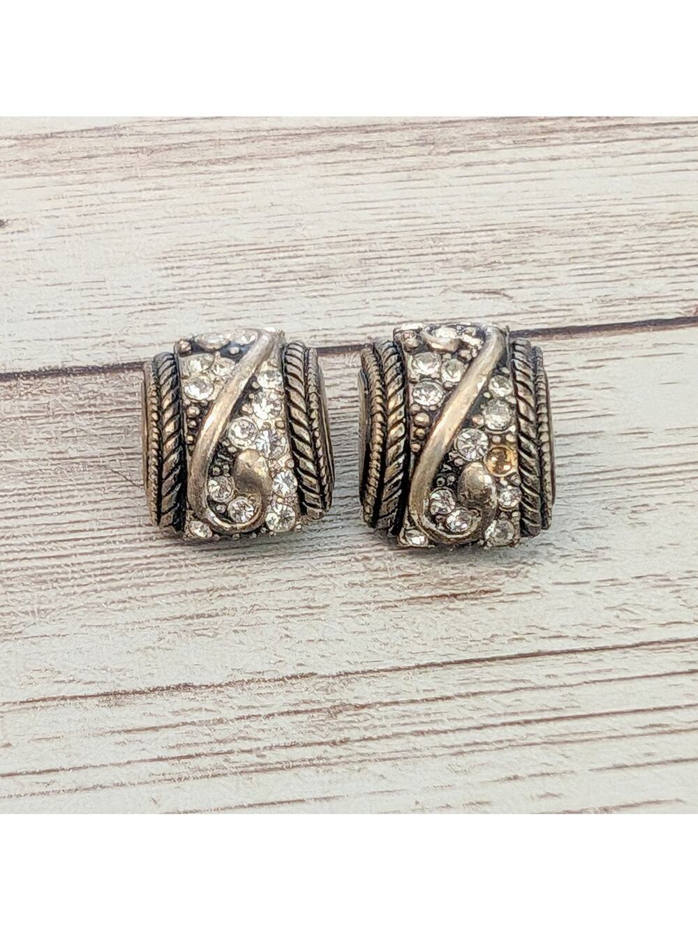 Vintage Clip On Earrings - 5/8" Curved - Repair Needed